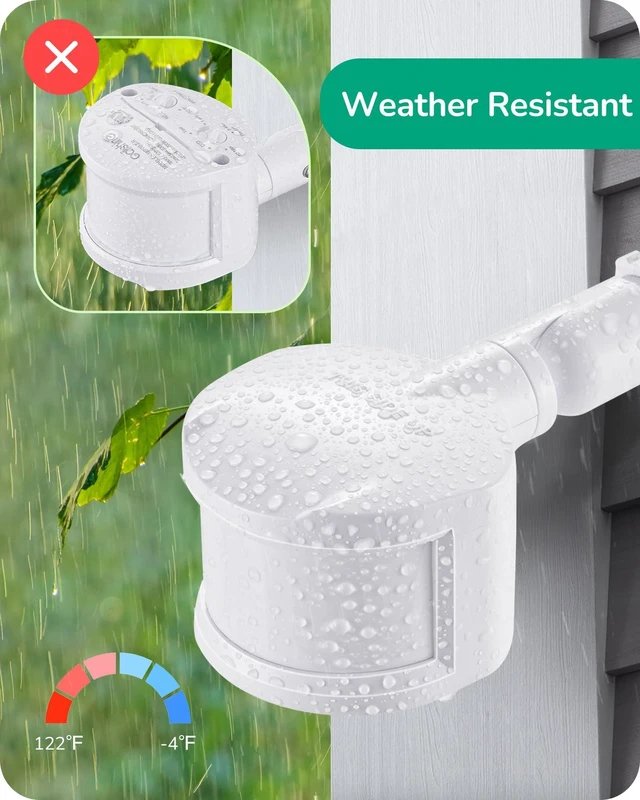 Alt view image 5 of 7 - 180° Motion Sensor, Adjustable Time/Range to 60FT, 3 Modes, White Replacement PIR Montion Detector, Adjustable Sensor Neck & Delay Time, Compatible with Security Floodlights, UL Listed