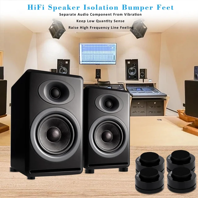 Alt view image 5 of 6 - 4 Pcs Turntable Anti-Vibration Isolation Feet Speaker Feet Isolators Subwoofer Shock Absorber Stand Speaker Cone Pads with Ceramic Beads for DAC Recorder, HiFi Amplifier (Aluminum Alloy)