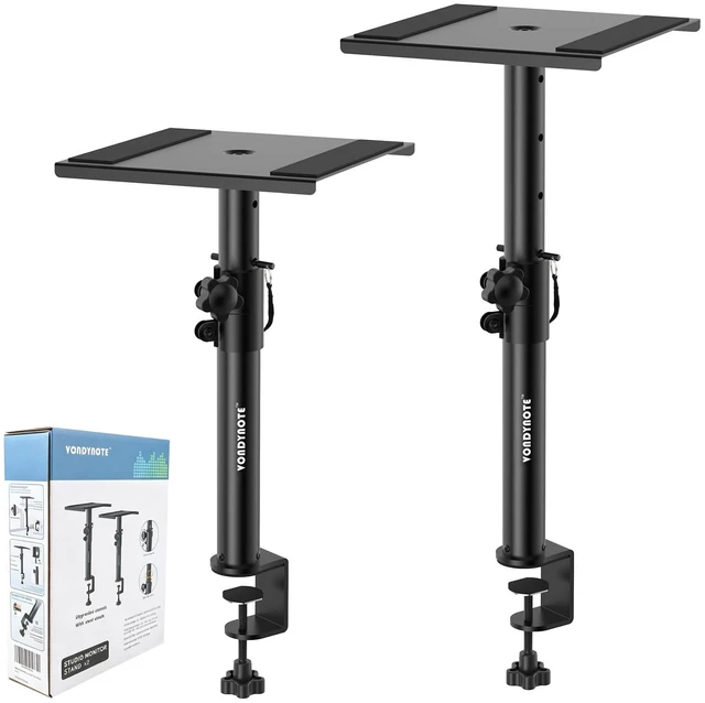 Main image of Set of 2 Studio Monitor Stands Desktop Speaker Stands Height Adjustable 12" to 18" Speaker Stands with Desk Clamp