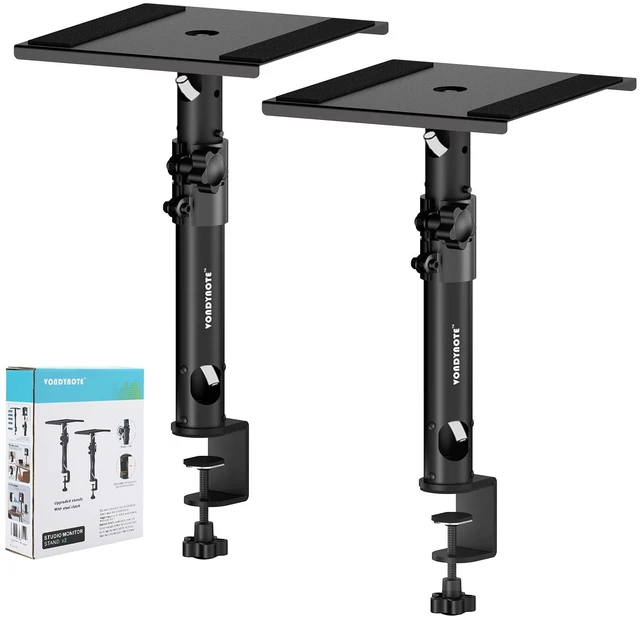 Main image of Studio Monitor Stands Desk Clamp Speaker Stands with Cable Hole Set of 2, Desktop Mount, 11.3"-15.2" Height Adjustable, Cable Management, For Monitor Speakers Laptop Projector CD Player