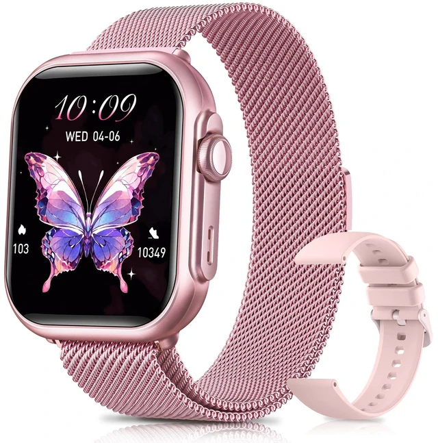 Main image of Smart Watches for Women, Answer/Make Call, with 1000mAh Battery, 2 Bands 1.83" Fitness Tracking Smartwatches with 110+ Sports Modes 24/7 Heart Rate, Sleep, Messages and App Notifications, Pink