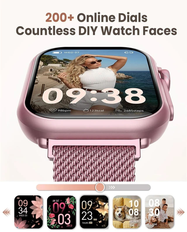 Alt view image 7 of 7 - Smart Watches for Women, Answer/Make Call, with 1000mAh Battery, 2 Bands 1.83" Fitness Tracking Smartwatches with 110+ Sports Modes 24/7 Heart Rate, Sleep, Messages and App Notifications, Pink