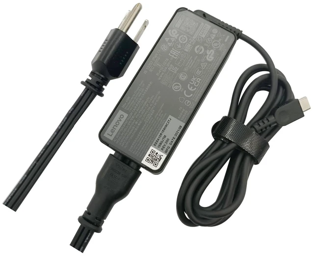 Main image of Laptop Charger 45W Watt USB Type C(USB-C) AC Power Adapter - Chromebook Duet 3 (11"")Yoga 6 (13"" AMD) 2 in 1100e (2nd Gen) (11.6"") Laptop, black, ADLX45YCC3G