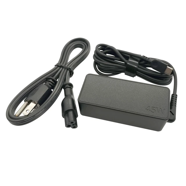 Alt view image 2 of 7 - Laptop Charger 45W Watt USB Type C(USB-C) AC Power Adapter - Chromebook Duet 3 (11"")Yoga 6 (13"" AMD) 2 in 1100e (2nd Gen) (11.6"") Laptop, black, ADLX45YCC3G