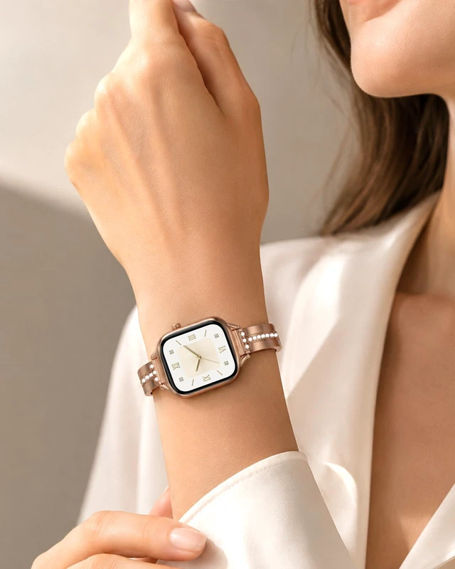 Alt view image 5 of 7 - Slim Band Compatible with Apple Watch All Series Thin Metal Band, Dressy Jewelry Strap, for Women, for iWatch Series 12 11 10 9 8 7 6 5 4 3 2 1 SE 3/2/1 Ultra 4/3/2/1