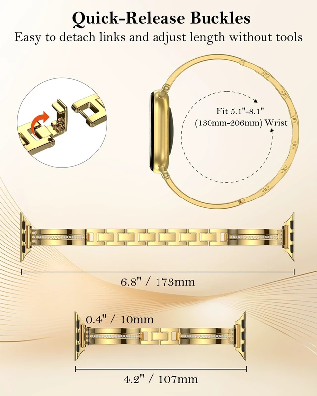 Alt view image 3 of 7 - Slim Band Compatible with Apple Watch All Series Thin Metal Band, Dressy Jewelry Strap, for Women, for iWatch Series 12 11 10 9 8 7 6 5 4 3 2 1 SE 3/2/1 Ultra 4/3/2/1