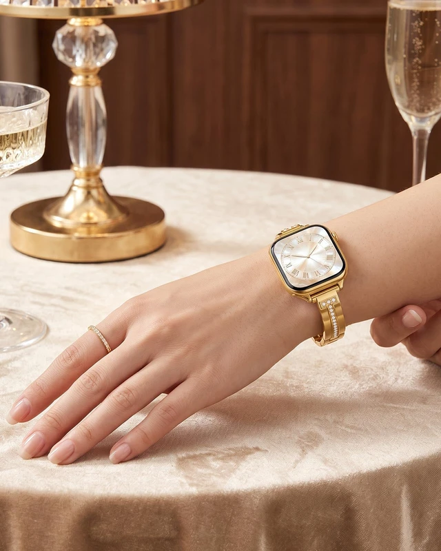 Alt view image 7 of 7 - Slim Band Compatible with Apple Watch All Series Thin Metal Band, Dressy Jewelry Strap, for Women, for iWatch Series 12 11 10 9 8 7 6 5 4 3 2 1 SE 3/2/1 Ultra 4/3/2/1