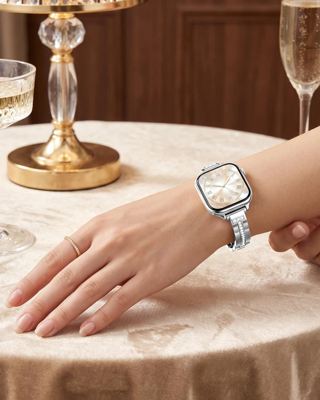 Alt view image 7 of 7 - Slim Band Compatible with Apple Watch All Series Thin Metal Band, Dressy Jewelry Strap, for Women, for iWatch Series 12 11 10 9 8 7 6 5 4 3 2 1 SE 3/2/1 Ultra 4/3/2/1
