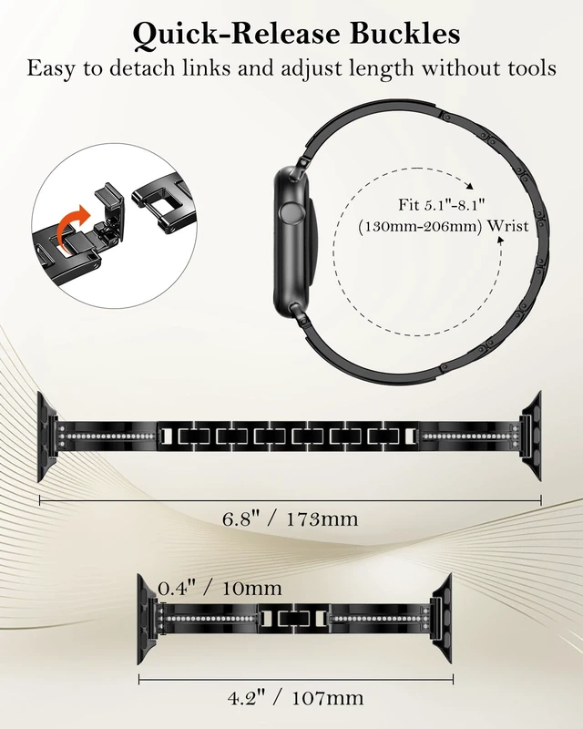 Alt view image 3 of 7 - Slim Band Compatible with Apple Watch All Series Thin Metal Band, Dressy Jewelry Strap, for Women, for iWatch Series 12 11 10 9 8 7 6 5 4 3 2 1 SE 3/2/1 Ultra 4/3/2/1
