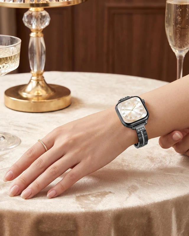 Alt view image 7 of 7 - Slim Band Compatible with Apple Watch All Series Thin Metal Band, Dressy Jewelry Strap, for Women, for iWatch Series 12 11 10 9 8 7 6 5 4 3 2 1 SE 3/2/1 Ultra 4/3/2/1