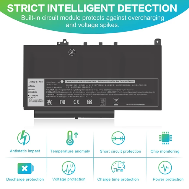 Alt view image 7 of 7 - 7CJRC Laptop Battery for Dell Latitude 7470 7270 E7470 E7270 Battery 7CJRC KNM09 0KNM09 21X15 021X15 TX283 0TX283