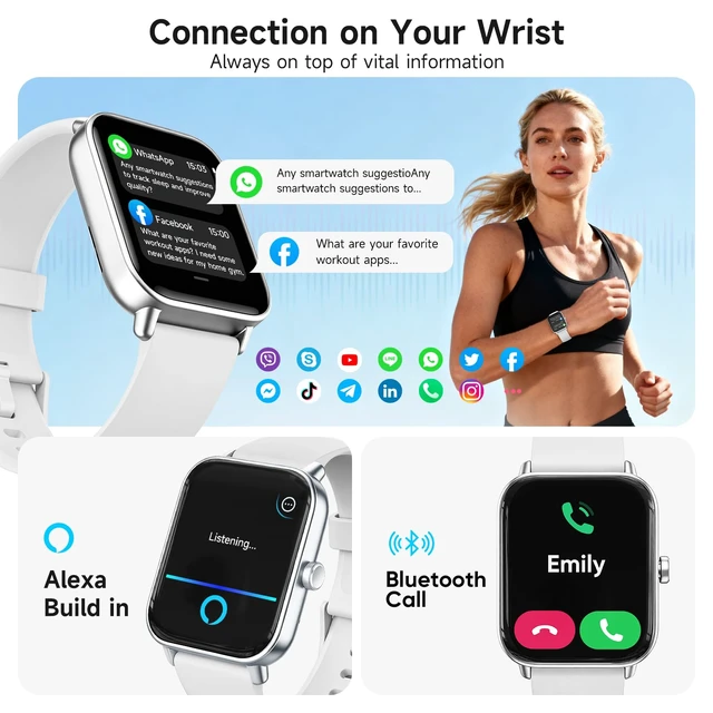 Alt view image 4 of 7 - Smart Watch for Women,1.85'' AMOLED Ultra-Clear Screen,Alexa Built-in Fitness Tracker with 110+ Sport Modes Heart Rate/SpO2/Sleep/Calories Monitor,Smartwatch for iPhone/Android,IP68 Waterproof