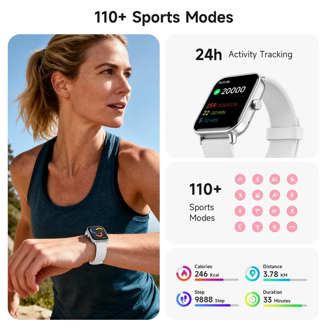 Alt view image 5 of 7 - Smart Watch for Women,1.85'' AMOLED Ultra-Clear Screen,Alexa Built-in Fitness Tracker with 110+ Sport Modes Heart Rate/SpO2/Sleep/Calories Monitor,Smartwatch for iPhone/Android,IP68 Waterproof