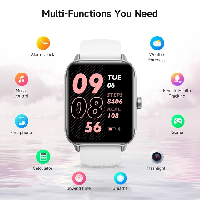 Alt view image 7 of 7 - Smart Watch for Women,1.85'' AMOLED Ultra-Clear Screen,Alexa Built-in Fitness Tracker with 110+ Sport Modes Heart Rate/SpO2/Sleep/Calories Monitor,Smartwatch for iPhone/Android,IP68 Waterproof