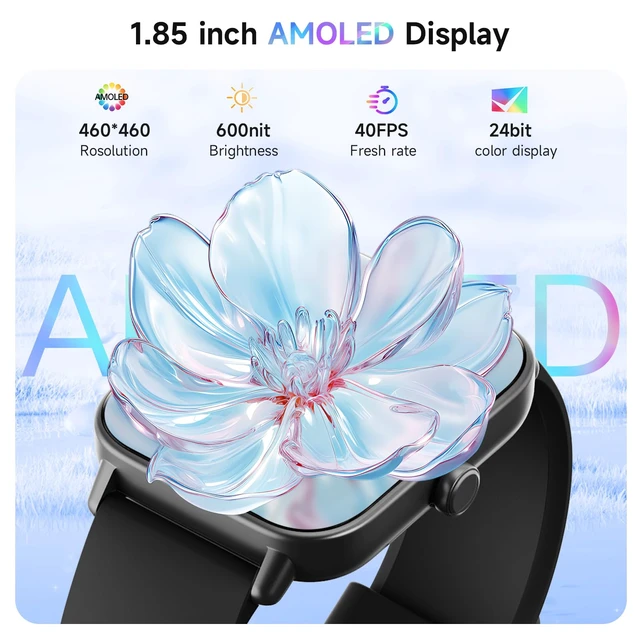 Alt view image 2 of 7 - Smart Watch for Men,1.85'' AMOLED Ultra-Clear Screen,Alexa Built-in Fitness Tracker with 110+ Sport Modes Heart Rate/SpO2/Sleep/Calories Monitor,Smartwatch for iPhone/Android,IP68 Waterproof