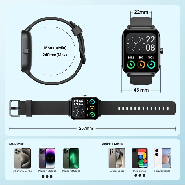 Alt view image 7 of 7 - Smart Watch for Men,1.85'' AMOLED Ultra-Clear Screen,Alexa Built-in Fitness Tracker with 110+ Sport Modes Heart Rate/SpO2/Sleep/Calories Monitor,Smartwatch for iPhone/Android,IP68 Waterproof
