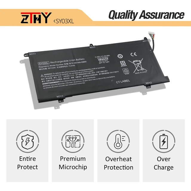 Alt view image 5 of 7 - 60.9Wh SY03XL Laptop Battery Replacement for HP Chromebook X360 14 G1 14-DA 14-DA0011DX 14-DA0021NR 14-DA0500ND Chromebook 15-DE 15-DE0010NR 15-DE0021CL L29913-221 L29959-002 SY03060XL 11.55V