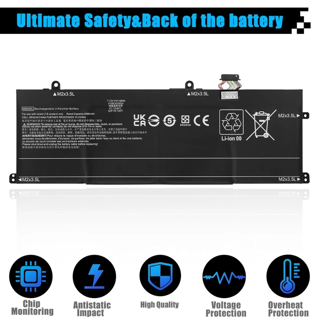Alt view image 4 of 7 - WE04XL Battery Replacement for HP Envy X360 16-AC 16-AD 2-in-1 Spectre X360 14-EU 2-in-1 Pavilion Plus 16-AB 16T-AB Pavilion Plus 14-ey 14-ew Series N39817-CF1 HSTNN-WB0F N39857-005 68Wh 7.72V