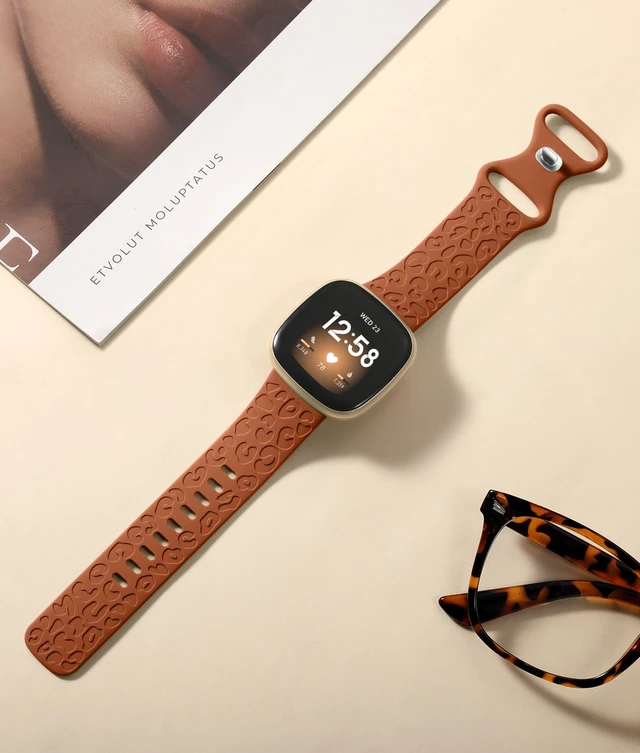 Alt view image 6 of 7 - Leopard Bands Compatible with Fitbit Versa 4/Sense 2/Sense/Versa 3 Cute Fancy Bands Compatible with Fitbit Versa 4 Bands for Women,Waterproof Replacemen Strap for Sense 2/Sense/Versa 3 Bands