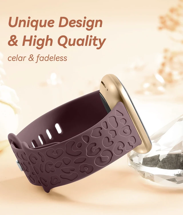 Alt view image 2 of 7 - Leopard Bands Compatible with Fitbit Versa 4/Sense 2/Sense/Versa 3 Cute Fancy Bands Compatible with Fitbit Versa 4 Bands for Women, Soft Silicone Wristband Strap for Sense 2/Sense/Versa 3 Band