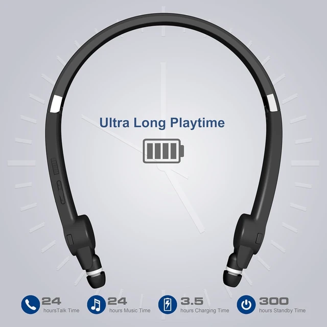 Alt view image 3 of 7 - Foldable Bluetooth Neckband Headphones, Wireless Sports Headset with Retractable Earbuds, Sweatproof Noise Cancelling Stereo Earphones with Built-in Mic for Running, Workout (True Black)