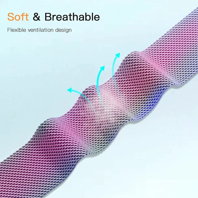 Alt view image 6 of 7 - Compatible with Fitbit Versa/Versa Lite SE/Versa 2 Bands for Women Men, Stainless Steel Mesh Metal Band with Magnetic Lock Replacement for Fitbit Versa Smart Watch, Colorful Small
