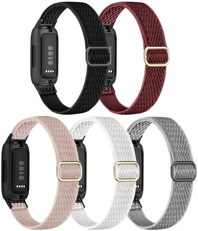 Main image of 5 Pack Stretchy Nylon Compatible with Fitbit Inspire 3 Bands, Elastic Adjustable Soft Sport Strap Replacement Wristbands for Women & Men