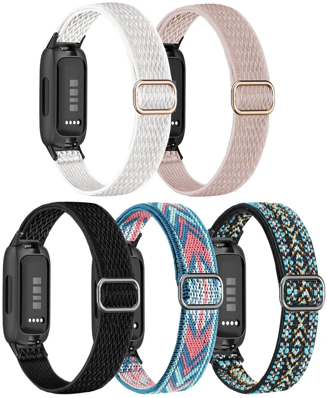 Main image of 5 Pack Stretchy Nylon Compatible with Fitbit Inspire 3 Bands, Elastic Adjustable Soft Sport Strap Replacement Wristbands for Women & Men