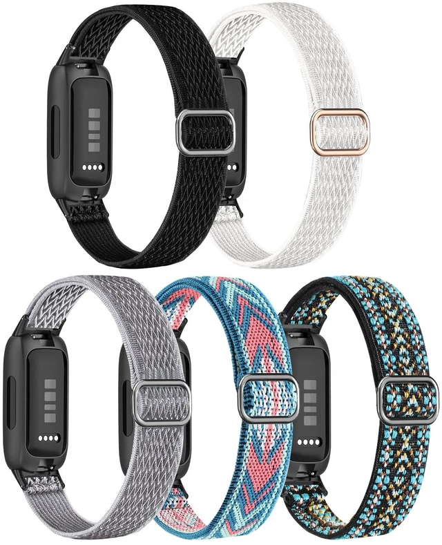 Main image of 5 Pack Stretchy Nylon Compatible with Fitbit Inspire 3 Bands, Elastic Adjustable Soft Sport Strap Replacement Wristbands for Women & Men