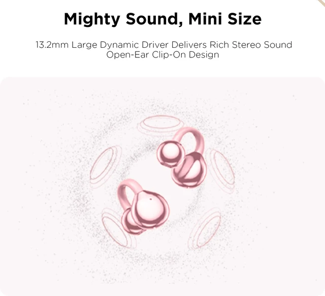 Alt view image 7 of 7 - Clip on Open Ear Wireless Earbuds with Butterfly Earrings,Bag Bluetooth 6.0 Wireless Headphones for Women Girl Gift, Jewelry Charging Box with Light & Mirror, Sports Workout, Rose Gold