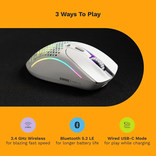 Alt view image 7 of 7 - Gaming - Model D 2 Wireless Ergonomic Mouse, Superlight 66g, up to 210 hr Battery Life, 26K Optical Sensor, 6 Programmable Buttons, 80 Million Clicks, FPS, MMO, MOBA, Battle Royale (White)