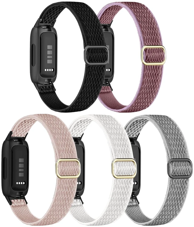 Main image of 5 Pack Stretchy Nylon Compatible with Fitbit Inspire 3 Bands, Elastic Adjustable Soft Sport Strap Replacement Wristbands for Women & Men