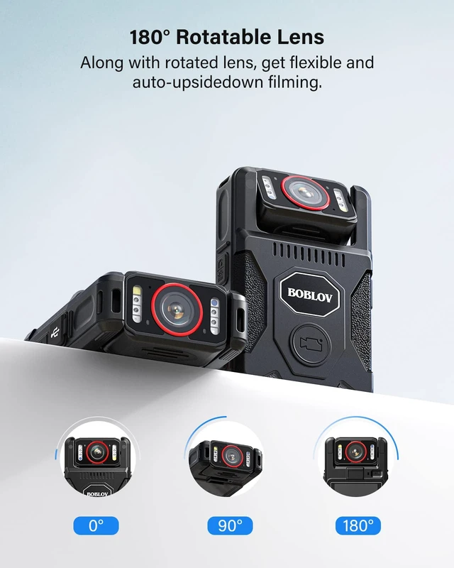 Alt view image 2 of 7 - M7Pro 4K GPS Body Worn Camera, Internal 64GB Body Camera with Audio, 180° Rotate Lens, 4000mAh for 14 Hours Video Recording, Fast Charging with 4-5 Hrs for Law Enforcement, Delivery(128GB)
