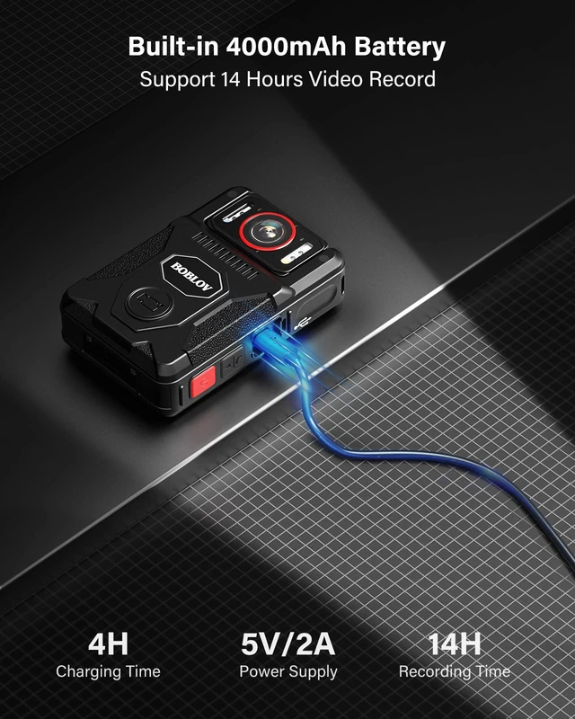 Alt view image 4 of 7 - M7Pro 4K GPS Body Worn Camera, Internal 64GB Body Camera with Audio, 180° Rotate Lens, 4000mAh for 14 Hours Video Recording, Fast Charging with 4-5 Hrs for Law Enforcement, Delivery(128GB)