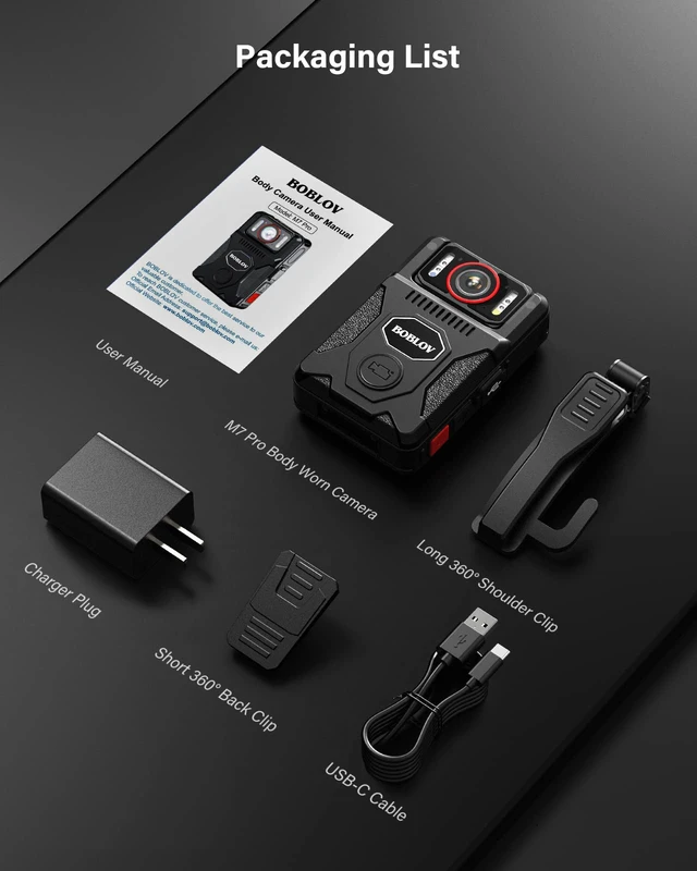 Alt view image 7 of 7 - M7Pro 4K GPS Body Worn Camera, Internal 64GB Body Camera with Audio, 180° Rotate Lens, 4000mAh for 14 Hours Video Recording, Fast Charging with 4-5 Hrs for Law Enforcement, Delivery(128GB)