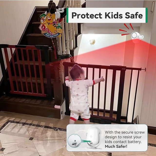 Alt view image 3 of 6 - 125dB Loud Motion Sensor Alarm with 328ft Dual Remote (40ft PIR Detector, 3*AA Batteries), Indoor Wireless Infrared Security Motion Detector with Siren for Homes/Sheds (White - 2 Remotes)