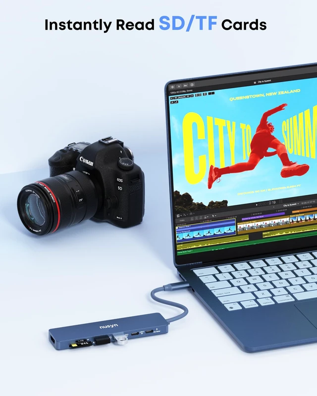 Alt view image 7 of 7 - 7-in-1 USB C Hub with 4K@60Hz HDMI, 2 USB-A, 1 USB-C, 100W PD Charging, SD 3.0 /TF 3.0 Card Reader, Compatible with MacBook Pro/Air/Neo, iPad Pro, iMac, iPhone 15-17 (Indigo)