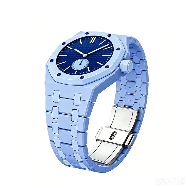 Alt view image 2 of 5 - Full Ceramic Watch Case & Strap Replacement Compatible with AP x Swatch Royal Pop Series,Convertible Wrist Strap for 3 o'clock Crown Orientation,Waterproof Replacement Strap