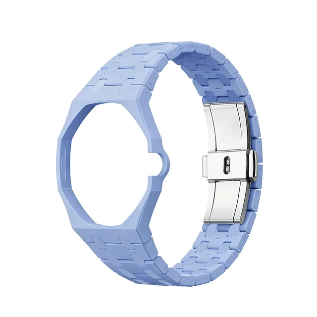 Alt view image 3 of 5 - Full Ceramic Watch Case & Strap Replacement Compatible with AP x Swatch Royal Pop Series,Convertible Wrist Strap for 3 o'clock Crown Orientation,Waterproof Replacement Strap