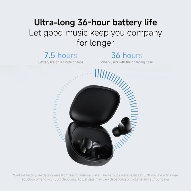 Alt view image 4 of 7 - Redmi Buds 6 Play 10mm Dynamic Driver AI Noise Reduction Up to 36-Hour Battery Life Bluetooth® 5.4 Touch Control - Global Version