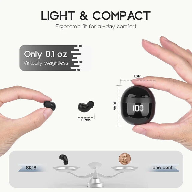 Alt view image 2 of 6 - Invisible Mini Wireless Bluetooth Earbuds Tiny IPX5 Waterproof Sleep Stereo Wireless Bluetooth Earbuds Ultra Small Invisible Mini In-Ear, Fit All Ears Stereo Sound for Comfort Sleep & Daily Use