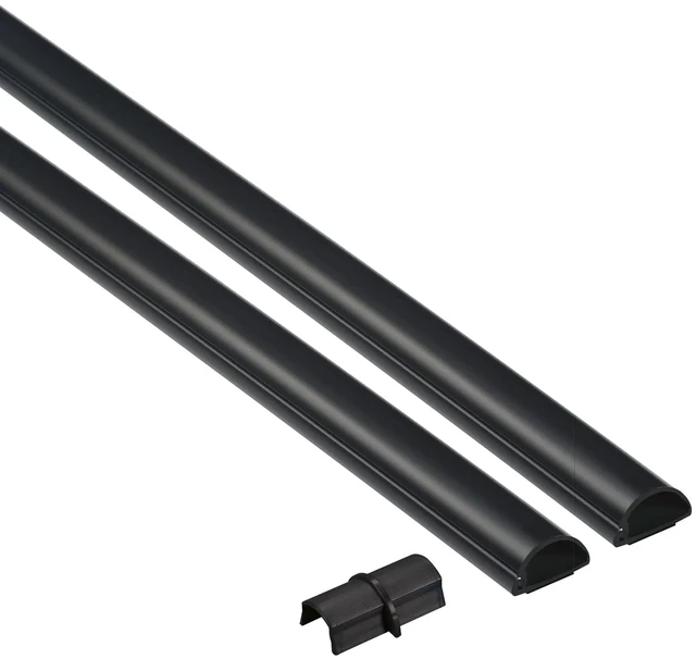 Main image of 31.4in TV Cord Hider, Patented Half Round Cable Cover, Hide Wall Mount TV Wires, Hinged One-Piece Cable Concealer, Adhesive, Decorative Raceway - 2X 0.78in W x 0.39in H x 15.7in L - Black