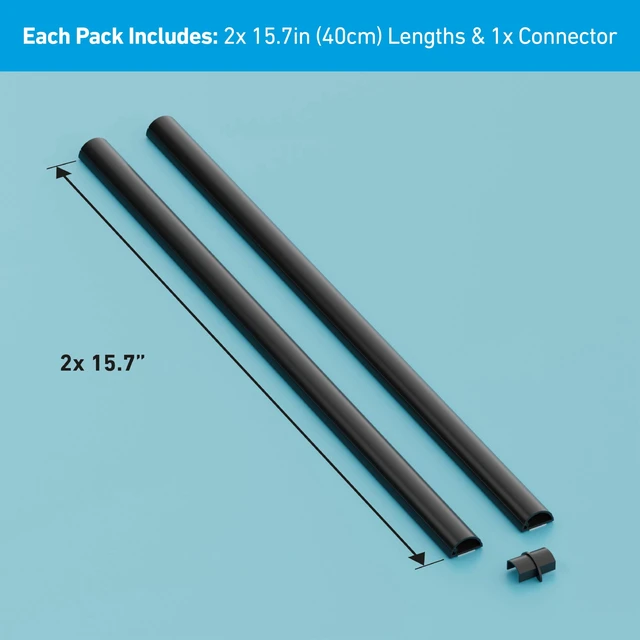Alt view image 4 of 7 - 31.4in TV Cord Hider, Patented Half Round Cable Cover, Hide Wall Mount TV Wires, Hinged One-Piece Cable Concealer, Adhesive, Decorative Raceway - 2X 0.78in W x 0.39in H x 15.7in L - Black