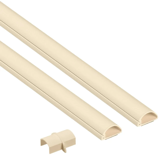 Main image of 31.4in TV Cord Hider, Patented Half Round Cable Cover, Hide Wall Mount TV Wires, Hinged One-Piece Cable Concealer, Adhesive, Decorative Raceway - 2X 0.78in W x 0.39in H x 15.7in L - Beige