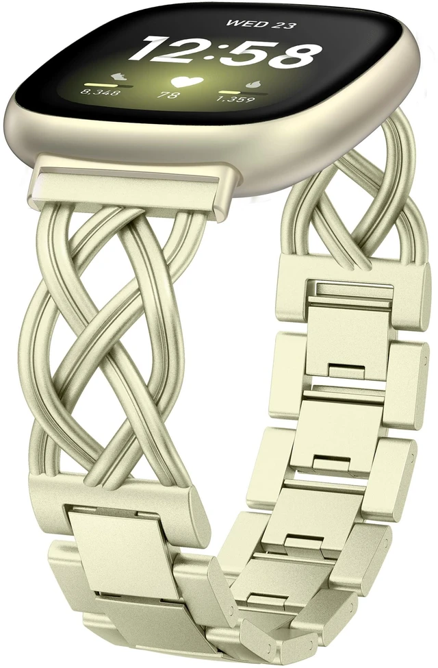 Main image of Metal Band Compatible with Fitbit Versa 4/Versa 3/Sense 2/Sense Bands Women, Celtic Stainless Steel Strap Dressy Bracelet Designer Pretty Wristband