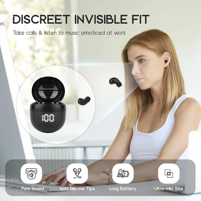 Alt view image 3 of 6 - Invisible Mini Wireless Bluetooth Earbuds Tiny IPX5 Waterproof Sleep Stereo Wireless Bluetooth Earbuds Ultra Small Invisible Mini In-Ear, Fit All Ears Stereo Sound for Comfort Sleep & Daily Use