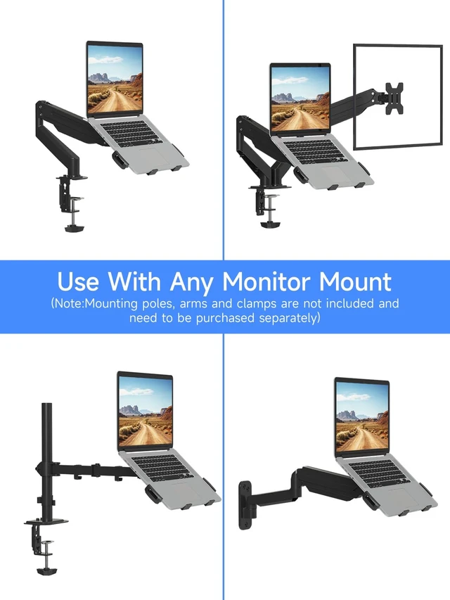 Alt view image 6 of 7 - TP0071 Laptop Tray Adjustable 13 to 18 Inch VESA Arm Mount Tray for Monitor Arms and Stands, Fits 75x75/100x100 mm VESA Mount Holes, Supports Weight Up to 22lbs, Matte Black