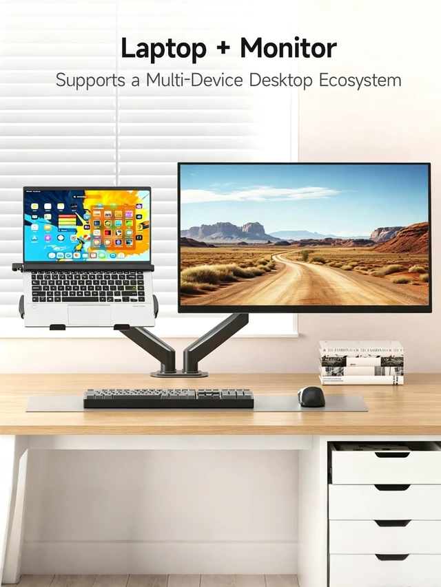 Alt view image 7 of 7 - TP0071 Laptop Tray Adjustable 13 to 18 Inch VESA Arm Mount Tray for Monitor Arms and Stands, Fits 75x75/100x100 mm VESA Mount Holes, Supports Weight Up to 22lbs, Matte Black