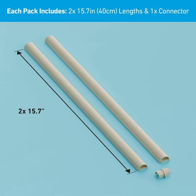 Alt view image 4 of 7 - 31.4in TV Cord Hider, Patented Half Round Cable Cover, Hide Wall Mount TV Wires, Hinged One-Piece Cable Concealer, Adhesive, Decorative Raceway - 2X 0.78in W x 0.39in H x 15.7in L - Beige