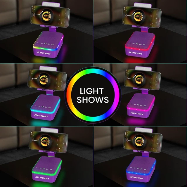 Alt view image 4 of 7 - Gifts for Men Women,Cell Phone Stand with Bluetooth Speaker,LED Light,and Lanyard,Cool Tech Gadgets,Unique Birthday Gifts for Men Husband Mom Dad-Purple